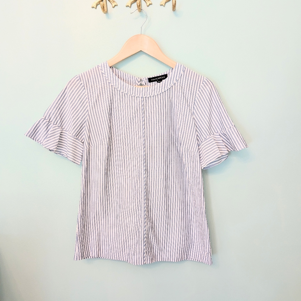 Banana Republic Striped Ruffle Sleeve Top